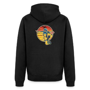 Logo du saut du parachutiste Sunrise - Veste à capuche bio Premium Unisexe - noir - Dos - Nico (187cm)