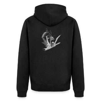 drawn composition forest mushrooms, grasses and branch - Unisex Premium Organic Zip Hoodie - black - Back - Nico (187cm)