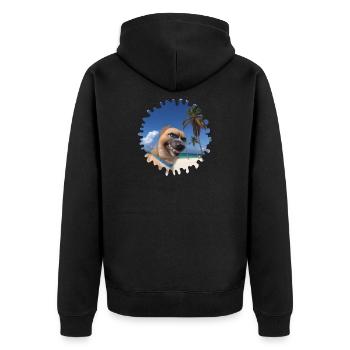 Crazy Beach Dog - Unisex Premium Bio Zip Hoodie - Schwarz - Hinten - Nico (187cm)