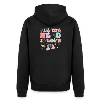 Tout ce dont tu as besoin, c’est d’amour arc-en-ciel - Veste à capuche bio Premium Unisexe - noir - Dos - Nico (187cm)