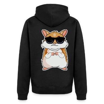 Hamster - Unisex Premium Bio Zip Hoodie - Schwarz - Hinten - Nico (187cm)