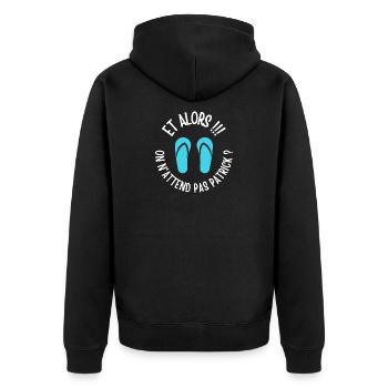 camping, fan de camping, film culte - Veste à capuche bio Premium Unisexe - noir - Dos - Nico (187cm)