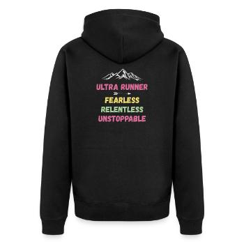 Ultra Runner - Intrépide. Implacable. Imparable. - Veste à capuche bio Premium Unisexe - noir - Dos - Nico (187cm)