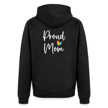Stolze Mama - Unisex Premium Bio Zip Hoodie - Schwarz - Hinten - Nico (187cm)