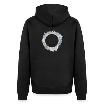 Cadre pastel maritime en look récif corallien - Veste à capuche bio Premium Unisexe - noir - Dos - Nico (187cm)