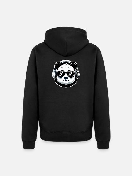 Panda DJ with Sunglasses - Unisex Premium Organic Zip Hoodie - black