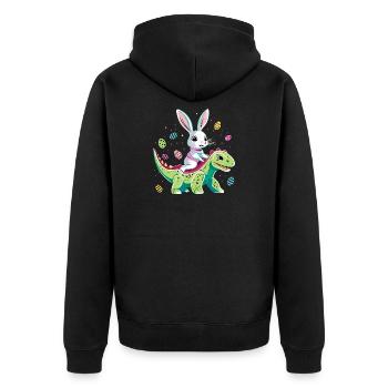 Easter Bunny Rides Dinosaur - Unisex Premium Organic Zip Hoodie - black - Back - Nico (187cm)