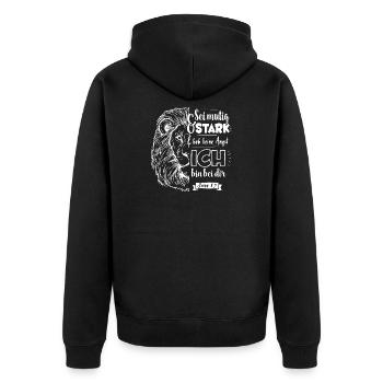 Joshua 1:9 - Be brave and strong - Unisex Premium Organic Zip Hoodie - black - Back - Nico (187cm)