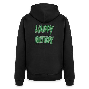 Green Happy Birthday Lettering - Unisex Premium Organic Zip Hoodie - black - Back - Nico (187cm)