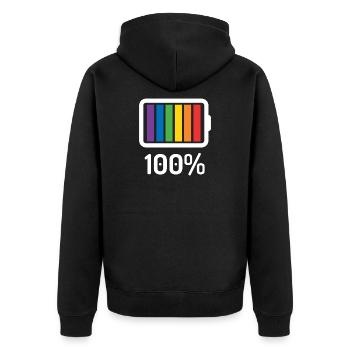 Mois de la fierté LGBT - 100% queer - Veste à capuche bio Premium Unisexe - noir - Dos - Nico (187cm)