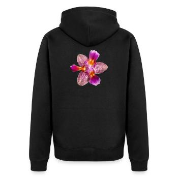 Phalaenopsis Joy Fairy Tale peloric Orchideenblüte - Unisex Premium Bio Zip Hoodie - Schwarz - Hinten - Nico (187cm)