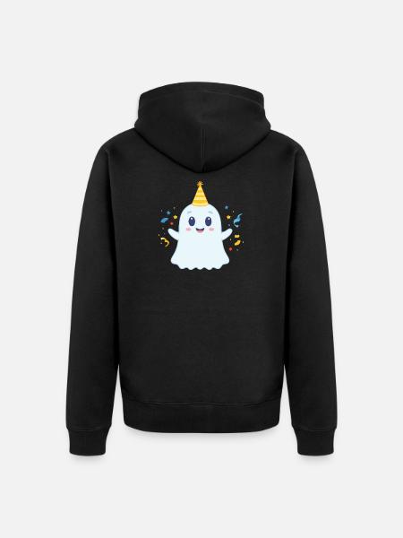 cute party ghost - Unisex Premium Organic Zip Hoodie - black