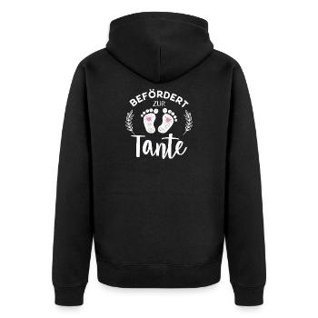Befördert zur Tante Stolze Tante - Unisex Premium Bio Zip Hoodie - Schwarz - Hinten - Nico (187cm)