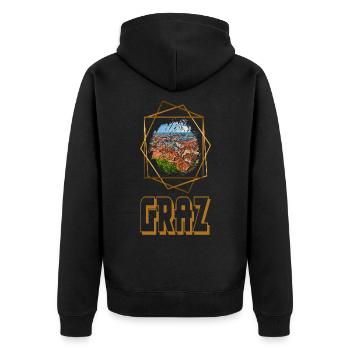 Graz Austria Skyline City Gold Home Love - Unisex Premium Organic Zip Hoodie - black - Back - Nico (187cm)