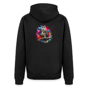 Colorful owl with cool color splashes - Unisex Premium Organic Zip Hoodie - black - Back - Nico (187cm)