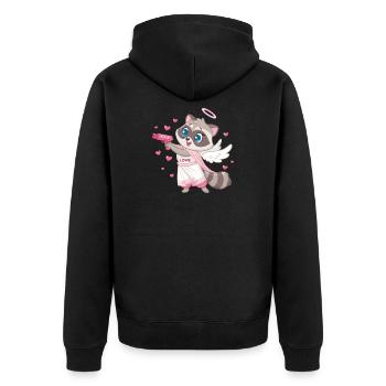 Cupid Raccoon Angel with Wings - Unisex Premium Organic Zip Hoodie - black - Back - Nico (187cm)