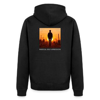 Radical self-portrayal - Unisex Premium Organic Zip Hoodie - black - Back - Nico (187cm)