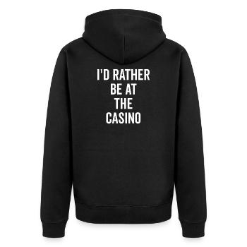 I’d Rather Be at The Casino - Unisex Premium Organic Zip Hoodie - black - Back - Nico (187cm)