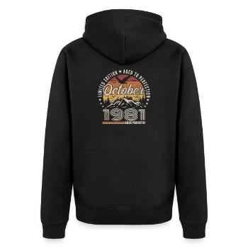 October 1981 Birthday Gift - October 1981 - Unisex Premium Organic Zip Hoodie - black - Back - Nico (187cm)