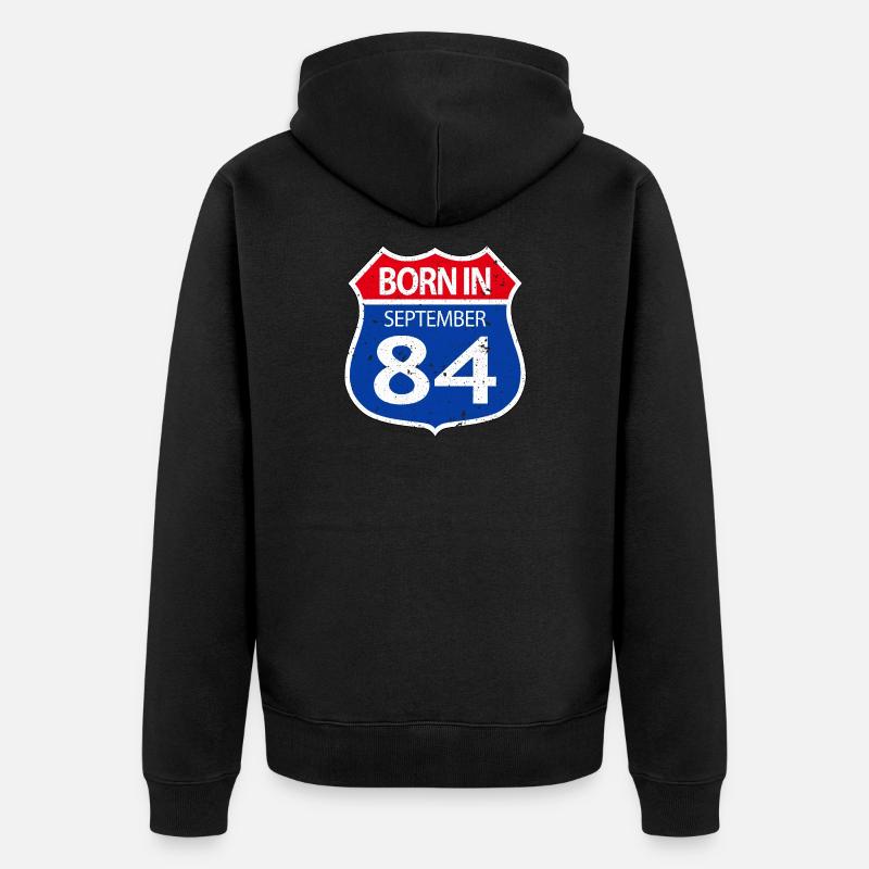 Born_in_September_84 - Unisex Premium Bio Zip Hoodie - Schwarz