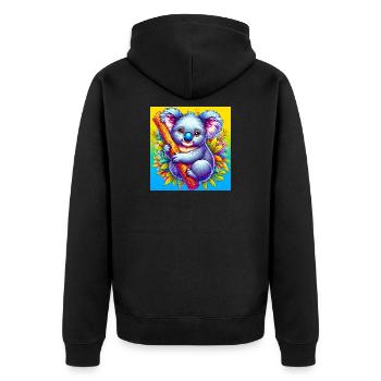 Koala - Unisex Premium Organic Zip Hoodie - black - Back - Nico (187cm)