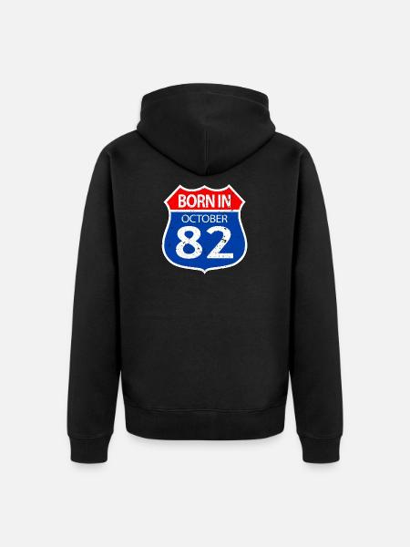 Born_in_October_82 - Unisex Premium Organic Zip Hoodie - black