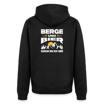 Wandern Sprüche Wanderer Wanderoutfits - Unisex Premium Bio Zip Hoodie - Schwarz - Hinten - Nico (187cm)