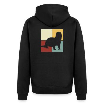 Sea Otter Cartoon Animal Lover Vintage - Unisex Premium Organic Zip Hoodie - black - Back - Nico (187cm)