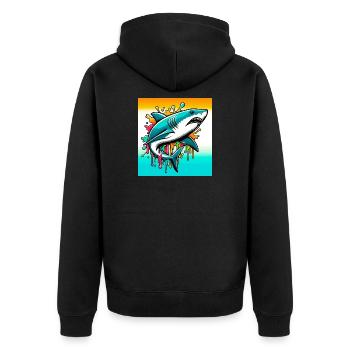 Hai - Unisex Premium Bio Zip Hoodie - Schwarz - Hinten - Nico (187cm)