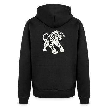 Tiger Silhouette - Unisex Premium Organic Zip Hoodie - black - Back - Nico (187cm)
