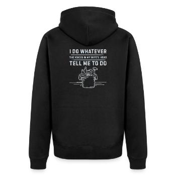I_do_Anything_for_Wife_12 - Unisex Premium Organic Zip Hoodie - black - Back - Nico (187cm)