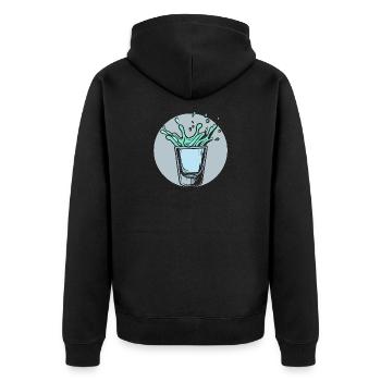 Spritziges Glas-Splash Motiv - Unisex Premium Bio Zip Hoodie - Schwarz - Hinten - Nico (187cm)