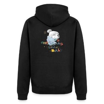  Weihnachtszeit  - Unisex Premium Bio Zip Hoodie - Schwarz - Hinten - Nico (187cm)