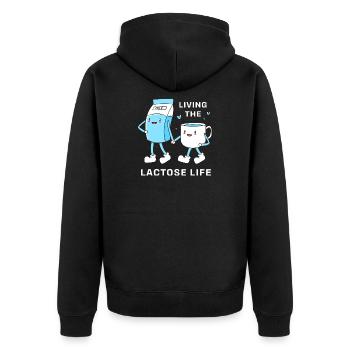Milk Lactose Flatulence - Unisex Premium Organic Zip Hoodie - black - Back - Nico (187cm)