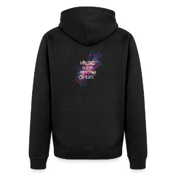 Music is the rhythm of life - Unisex Premium Organic Zip Hoodie - black - Back - Nico (187cm)