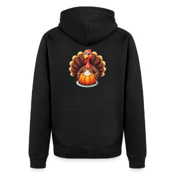 Thanksgiving Lustiger Thanksgiving Truthahn - Unisex Premium Bio Zip Hoodie - Schwarz - Hinten - Nico (187cm)