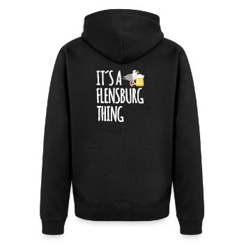 It's A Flensburg Thing - Unisex Premium Organic Zip Hoodie - black - Back - Nico (187cm)