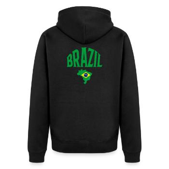 Brazil - Unisex Premium Bio Zip Hoodie - Schwarz - Hinten - Nico (187cm)