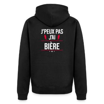 I can't I have beer Humor Aperitif - Unisex Premium Organic Zip Hoodie - black - Back - Nico (187cm)