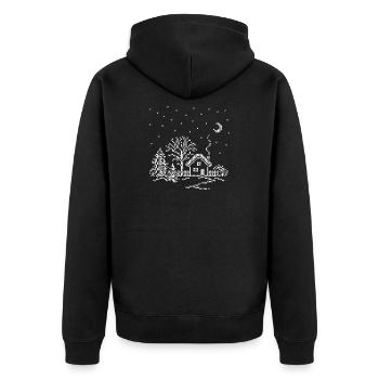 Winterdorf Schneelandschaft - Unisex Premium Bio Zip Hoodie - Schwarz - Hinten - Nico (187cm)