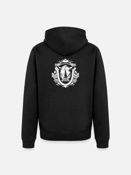 Nashorn Wappen - Unisex Premium Bio Zip Hoodie - Schwarz