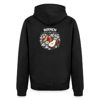 Birnenzauber im Blütenkranz - Unisex Premium Bio Zip Hoodie - Schwarz - Hinten - Nico (187cm)