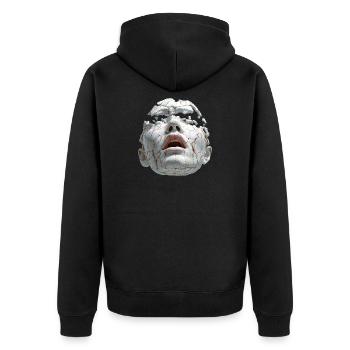 Zerbrochene Porzellanmaske - Unisex Premium Bio Zip Hoodie - Schwarz - Hinten - Nico (187cm)