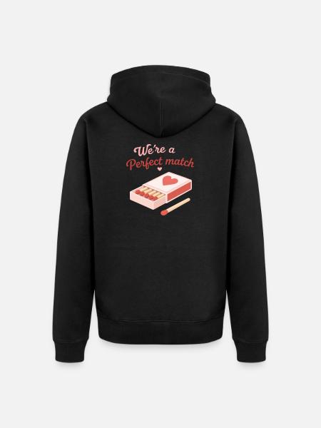 Perfektes Match Liebeszitat süßes Paar-Design - Unisex Premium Bio Zip Hoodie - Schwarz