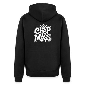Chef Moss Graffiti-Logo - Unisex Premium Bio Zip Hoodie - Schwarz - Hinten - Nico (187cm)