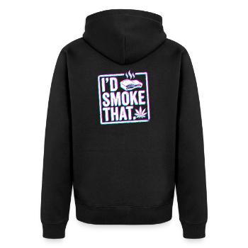 FUMÉE DE BARBECUE glitch, chemise à capuche drôle de barbecue, tasse - Veste à capuche bio Premium Unisexe - noir - Dos - Nico (187cm)