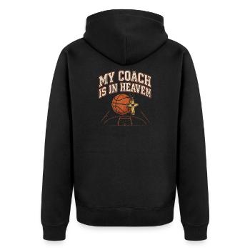 Mon entraîneur est au paradis dans le basket chrétien - Veste à capuche bio Premium Unisexe - noir - Dos - Nico (187cm)