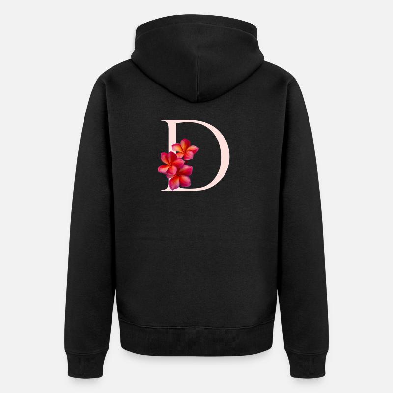 Monogramme D avec Frangipani - Veste à capuche bio Premium Unisexe - noir