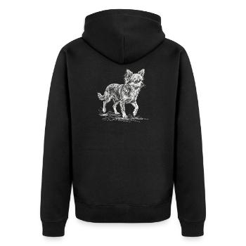 Chihuahua Sketch – Minimalistisches Design - Unisex Premium Bio Zip Hoodie - Schwarz - Hinten - Nico (187cm)