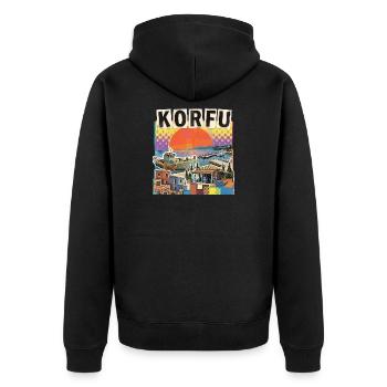 Korfu Griechenland - Unisex Premium Bio Zip Hoodie - Schwarz - Hinten - Nico (187cm)